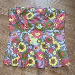 Fossil Strapless Floral Retro / Vintage Print Corset Top Size Medium